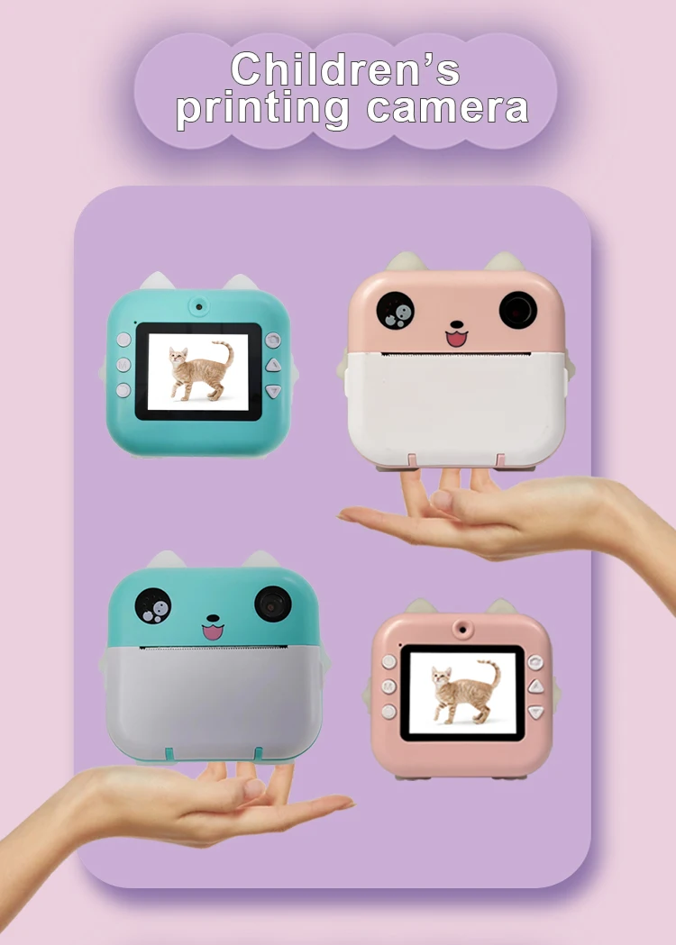 Kids Timely Toys Girls Children's Digital Print Camera Cute Cartoon HD Instant Printer Mini Camera