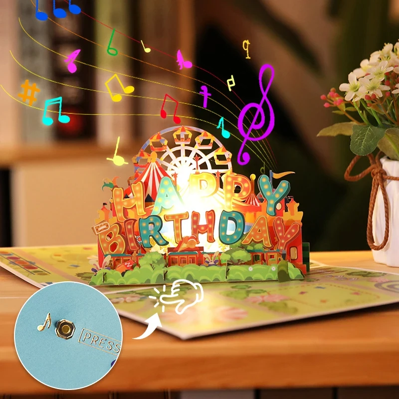 3D Handmade Birthday Greeting Card with Envelope - Pop Up Card for