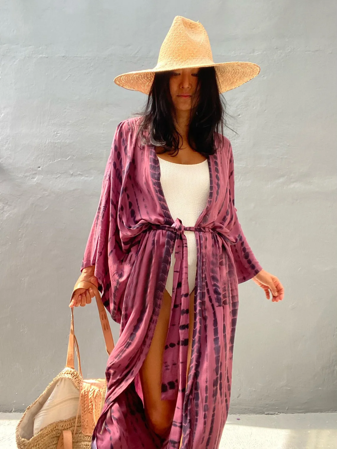 11 Multi Colors Trending Style Tie Dye Rayon Casual Kimono Dress Beach ...