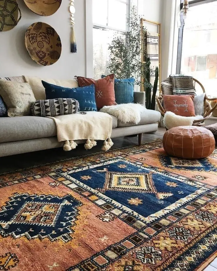 Custom Design Boho Style Wool Handmade Woven Rug With Tassels Wholesale Factory Bohemian Slip Stain Resistant Teppich