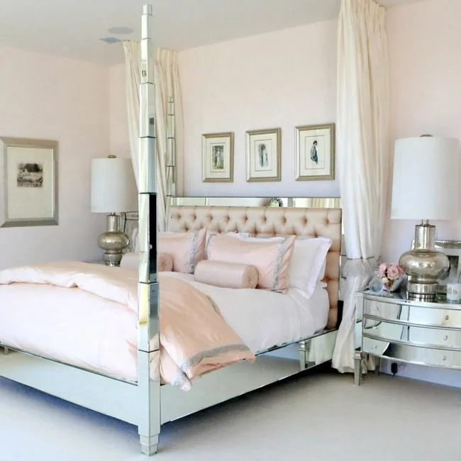 Зеркальные четыре постера для спальни деревянная кровать с зеркальными панелями отделка сделано в Индонезии дизайна интерьера