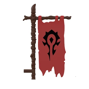 Moc Medieval Military Orc Flag Building Blocks Warrior Banner Stand Accessories Bricks Toys for Boys Gift