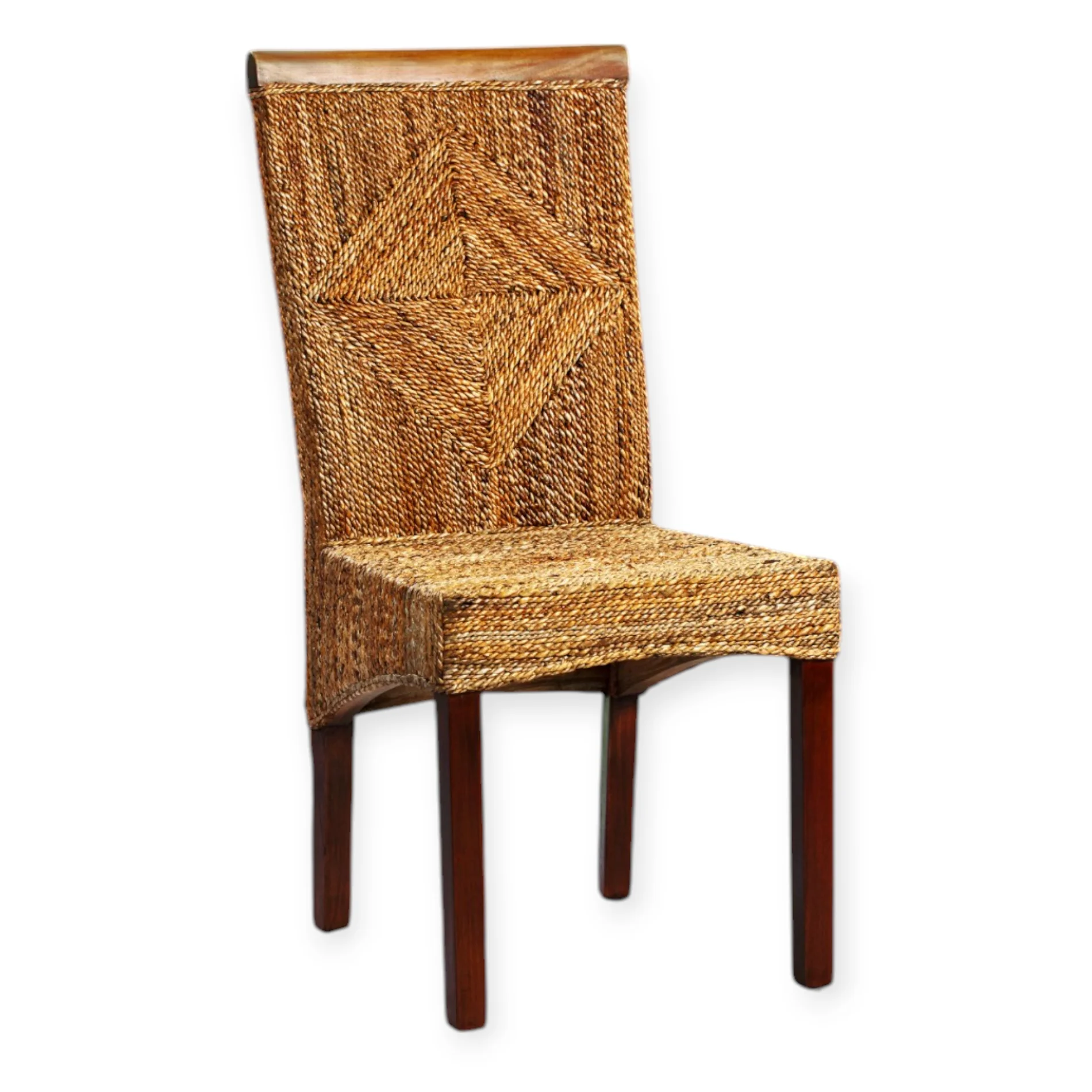 Cheapest Natural Rattan Wicker Dining Chair Furniture Mahogany Wooden Frame Outdoor Garden Chair