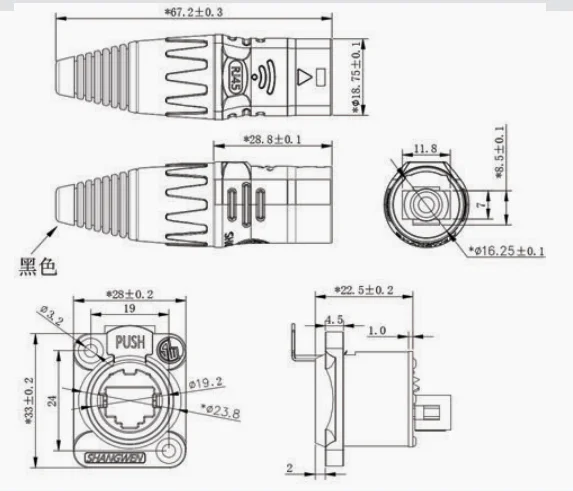 IP44 Indoor Rj45 Connectors 8-Pin Male Female Chassis Connectors Zinc Shell for Harsh Environments RJ45 Connectors