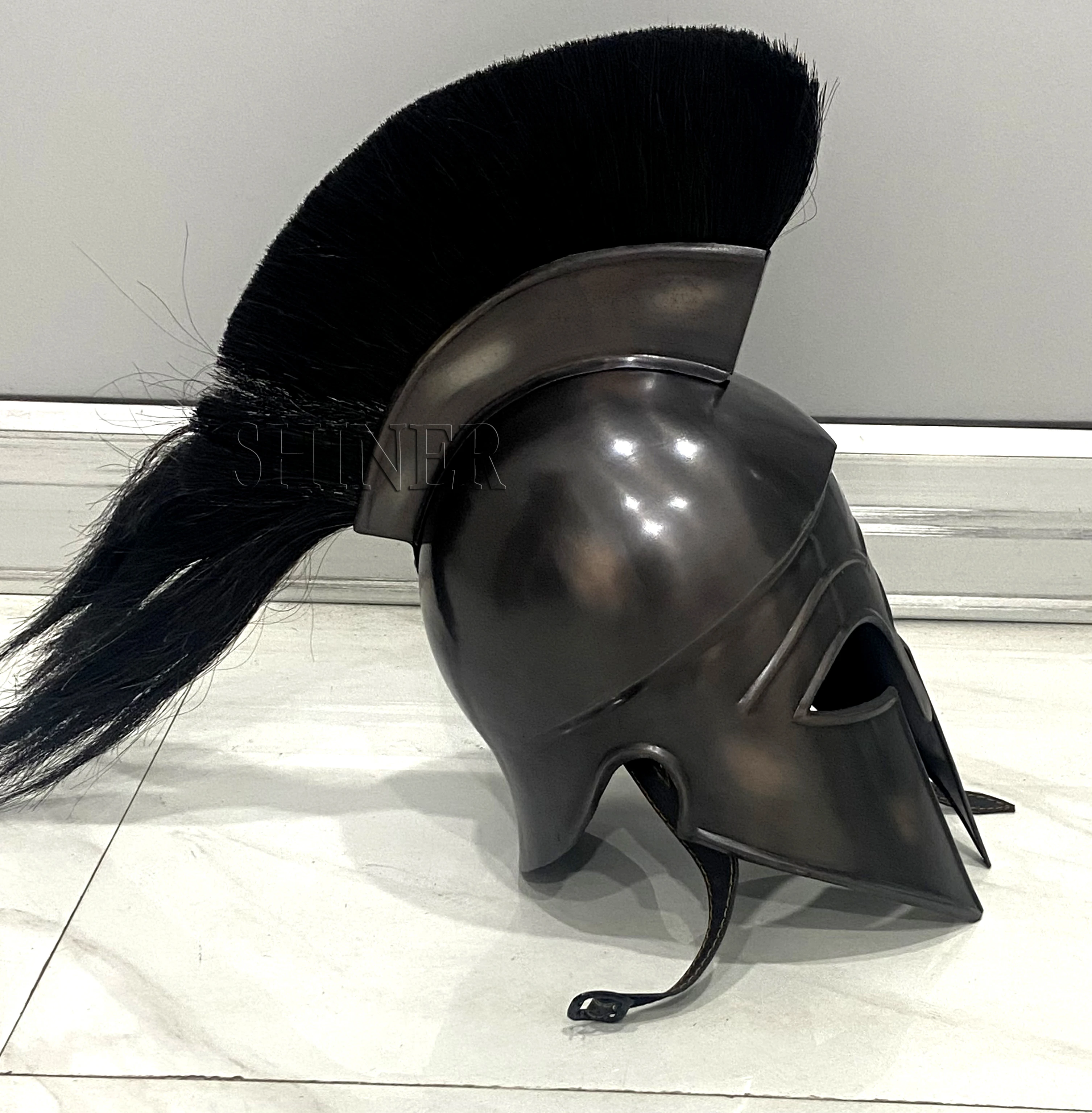 Medieval Greek Spartan Corinthian Helmet With Black Plume Ancient ...