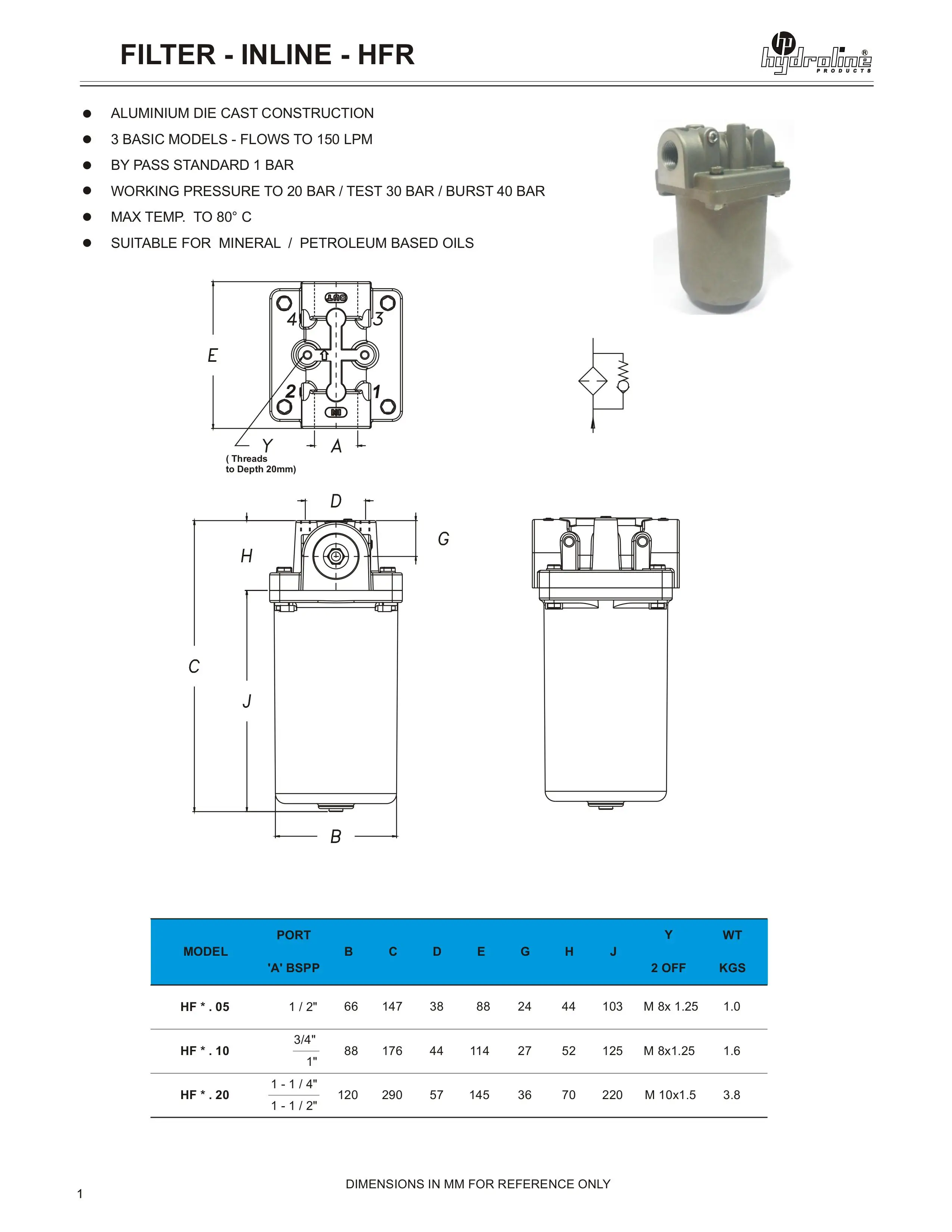 Filter Hfr Filter Inline Hfr Heavy Duty Buy Hydraulic Pressure