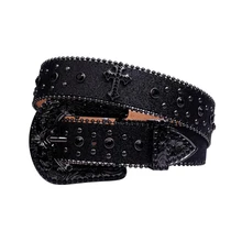 High Quality Vintage Waist Belt New Style Western Pearl Cross Symbol Rhinestone Belt