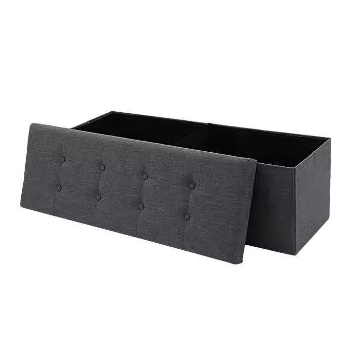 Folding Storage Ottoman Bench Custom Rectangular Black PU Leather Bedroom Modern Design Caishi High-quality Customizable factory