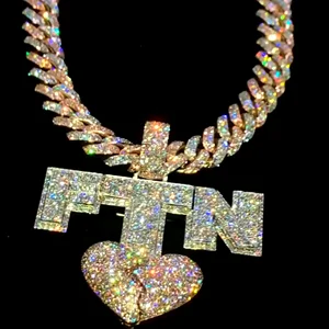 Diamond Fine Jewelry Pendants & Charms  Quality Customized Iced Out Silver Hip Hop Moissanite Diamond Pendant