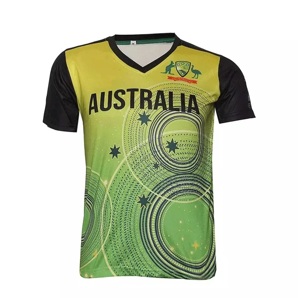 Manufacturer Pakistan Custom Team Name Player Name Cricket Jerseys Front Sublimation Printed 100% Polyester Short Sleeve Washed