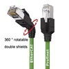 Green cat6a plug to angled plug Rotatable