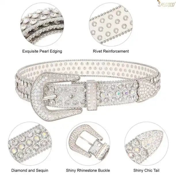 Handmade Bling Rhinestone Full Grain Heavy Duty Belt Premium Cow Hide