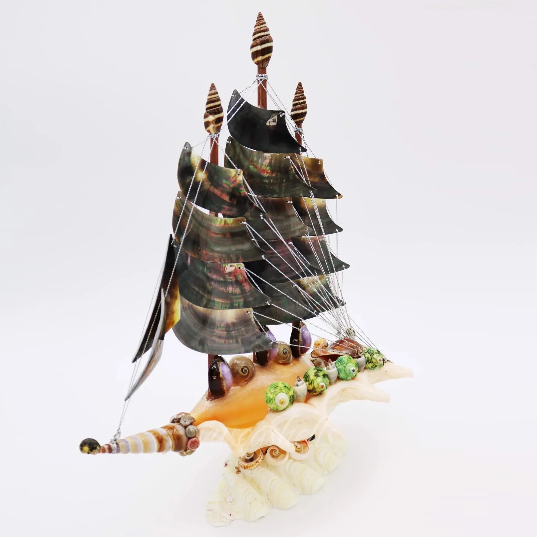 Seashell handmade gift pirate ship model