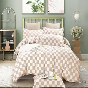 Luxury Woven Checkerboard King Duvet Cover Bedding Set 100% Polyester Fabric Soft Comfortable Modern 200TC All-Season for Home