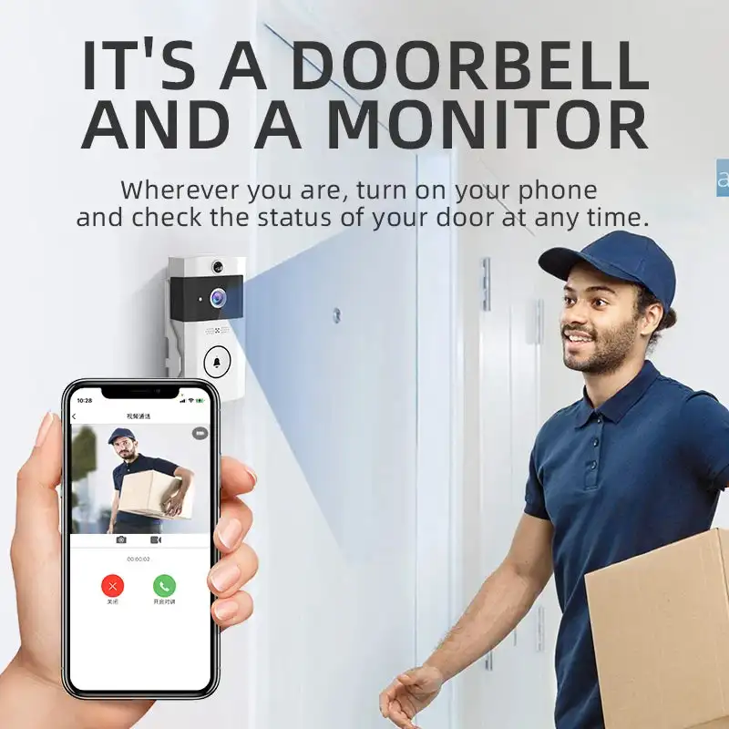 U9 Video Doorbell Visual Voice Real-time Intercom Chime HD Night Vision IP Camera WiFi Smart Alarm PIR Door Bell Home Security