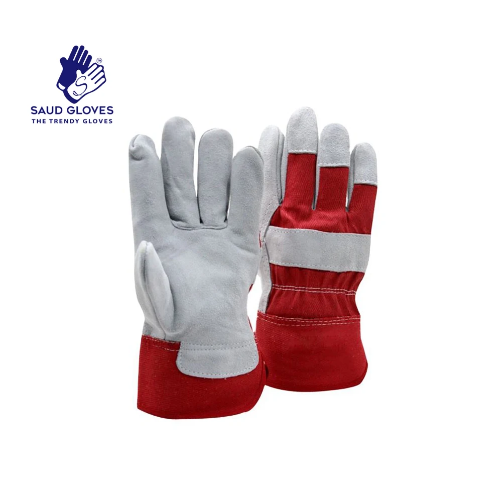 Cowhide Industrial Safety Worker Glove Rigged Canadian Split Leather