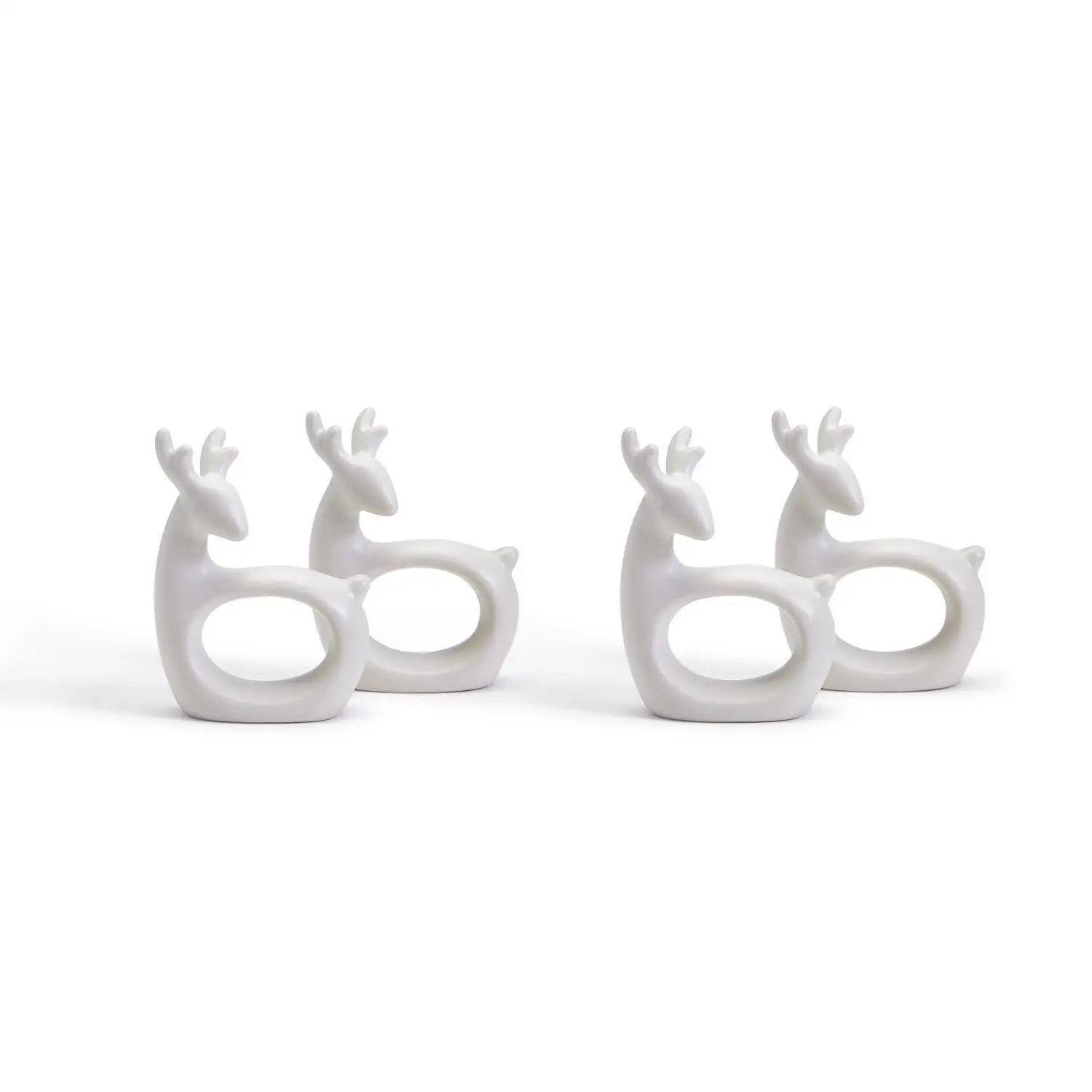Set of 4 Deer Design Custom Christmas Porcelain Ceramic Napkin Holder Ring for Dinner Party Wedding