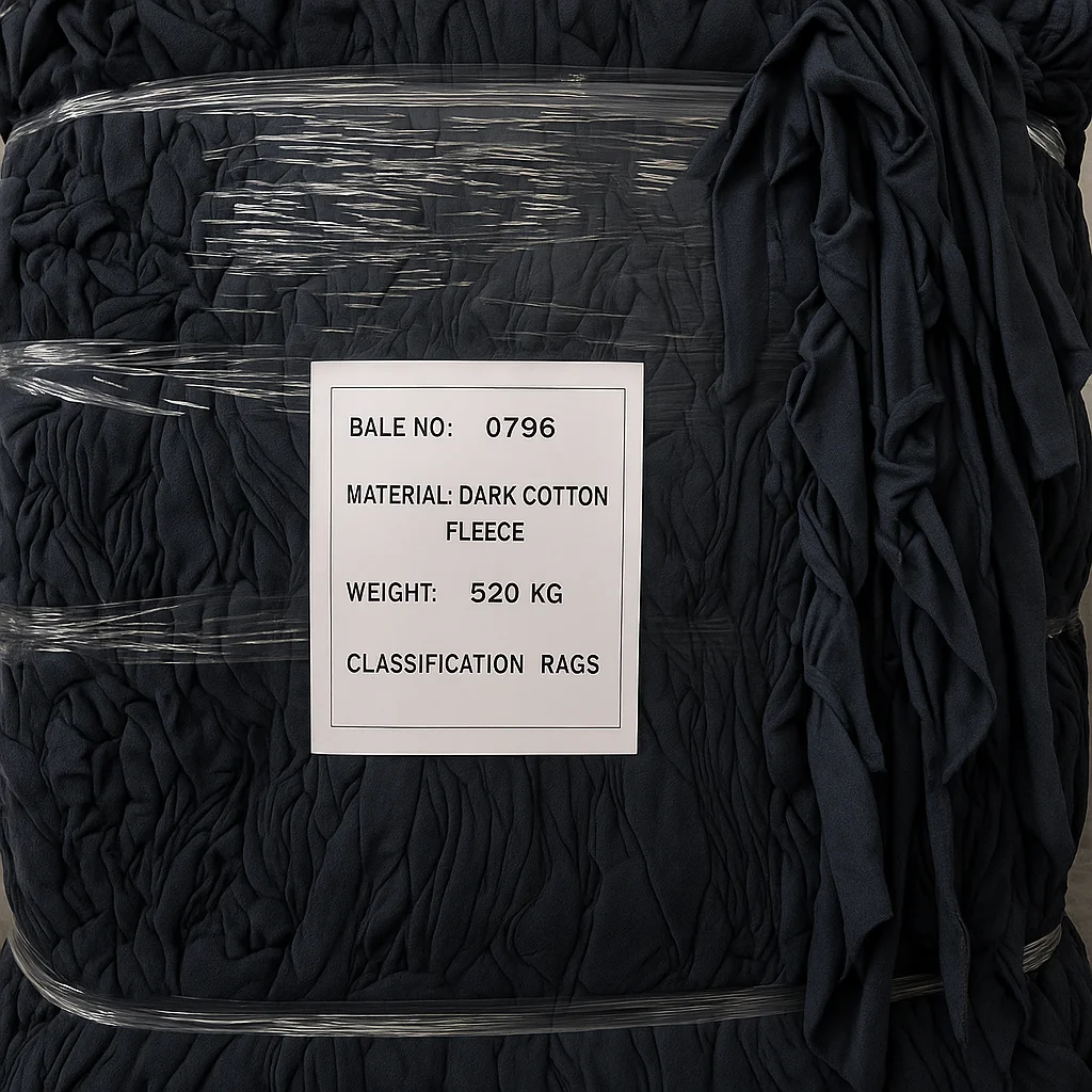 Industrial Use 100% Pure Cotton Dark Color 10kg Bales of Multi-Cut Used Clothing Rags US Origin Brandmar Group LLC - Image 3
