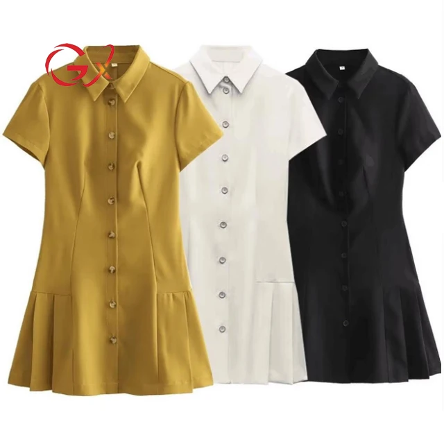 Shop Our GX9427 Fashion 2024 Casual Shirt Style Mini Dress