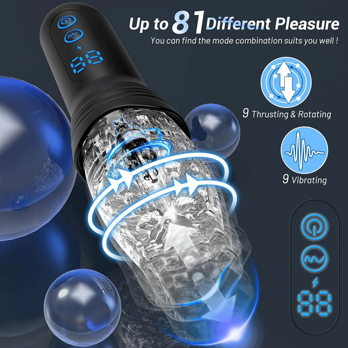 Retractable Thrusting Rotating Men Automatic Masturbator Cup Transparent Pocket Pussy Vibrating Male Stroker Adults Oral Sex Toy