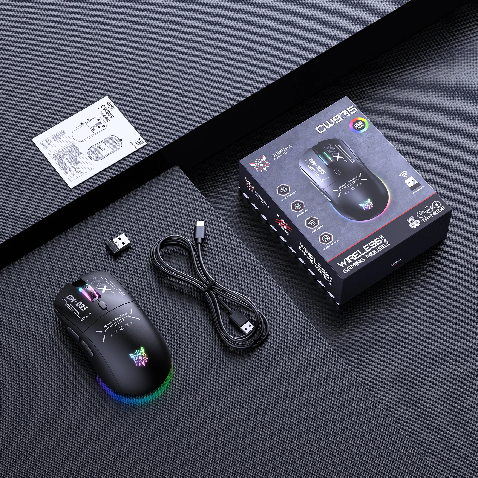 ONIKUMA CW935 Wireless Mouse - 4K Hz Polling Rate Gaming