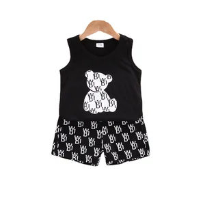 Wholesale Summer Kids Clothing Set Korean Version Two-Piece Cotton Vest and Sleeveless Shorts for Little Boys