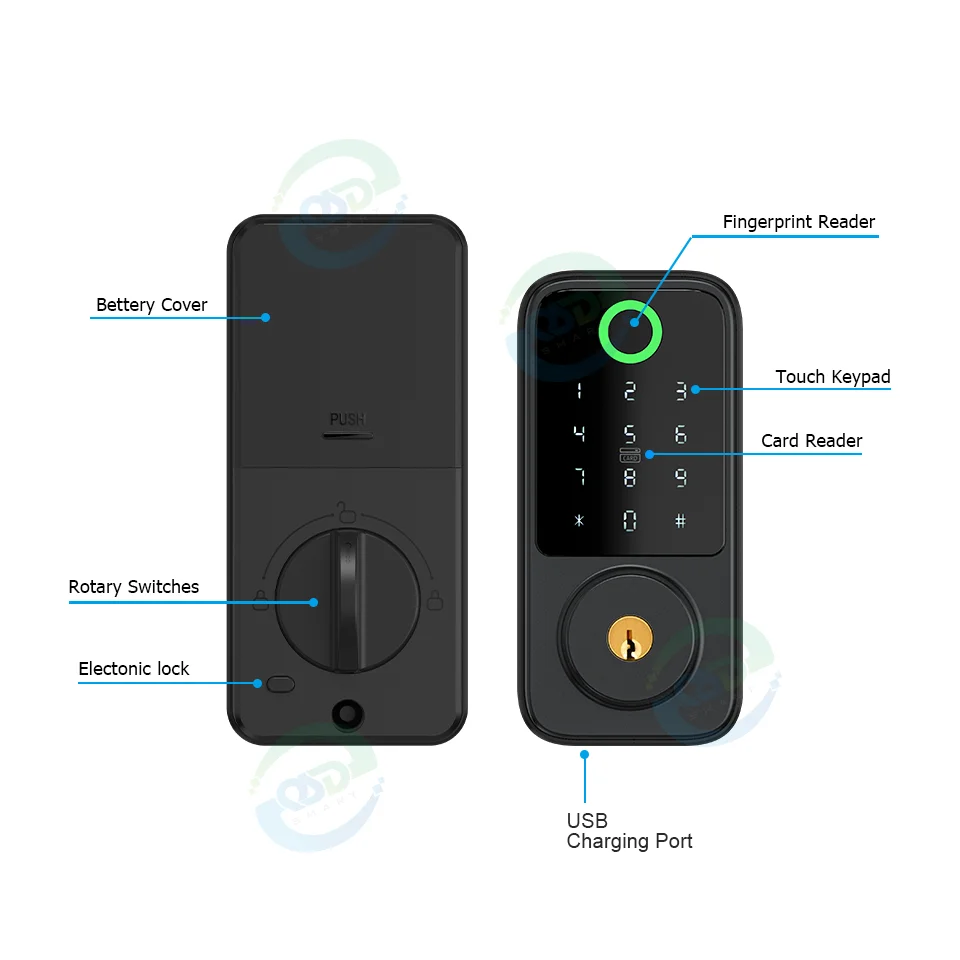 High Security Fingerprint Auto Deadbolt Lock Ttlock Tuya App Electric ...