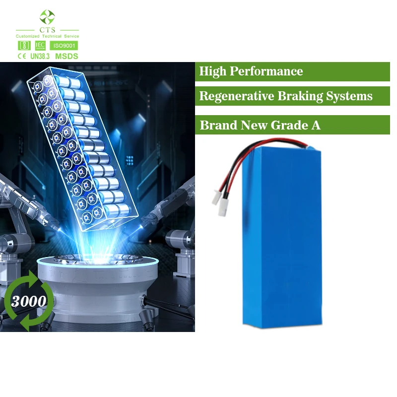 Paquete de batería personalizado de iones de litio CTS 12V 24V 36V 48V 60V 72V para Golf, AGV, Robot, Dron, Bicicleta eléctrica, Sillas de ruedas eléctricas