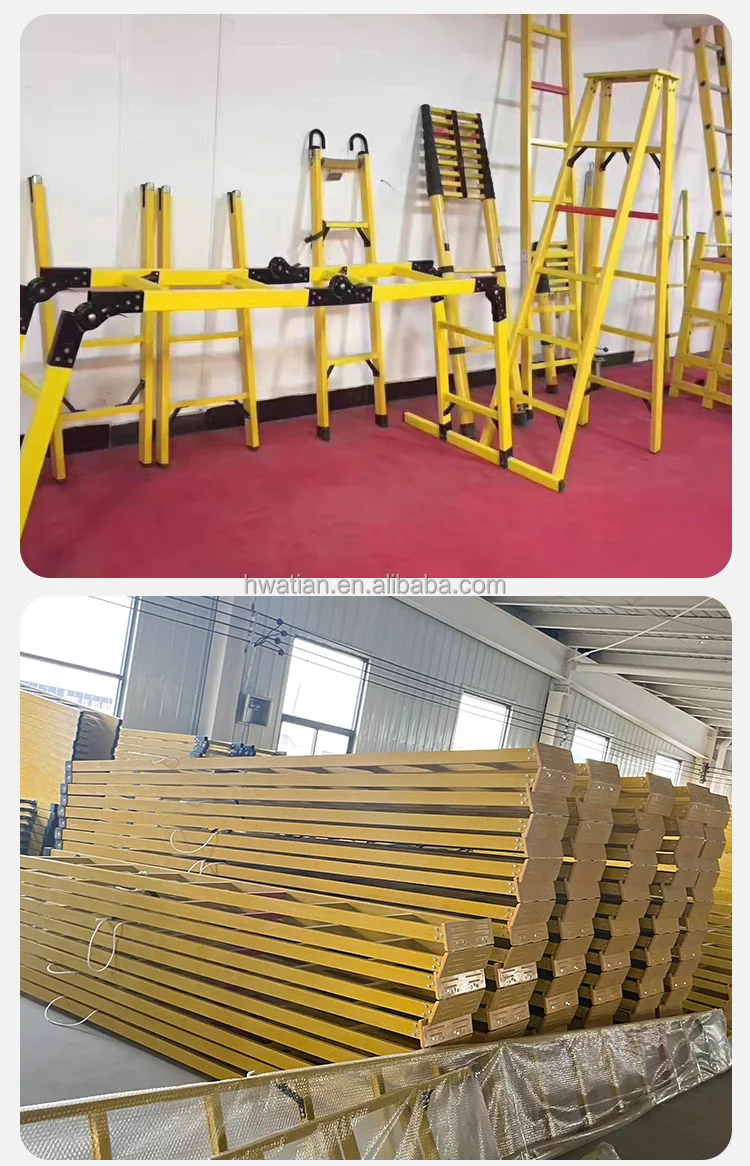 Electric Insulating Double Sided Multipurpose Fiberglass Extension Ladders Foldable Fiberglass Ladders Extension Ladders