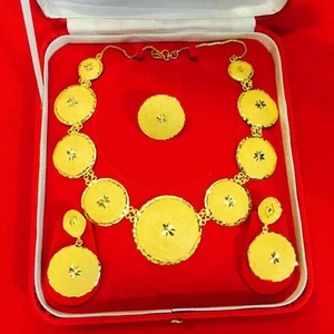 Hot Selling 18K Gold Plated Necklace Set for Women Vintage Chains Zircon for Parties Weddings RTS African Charm Wedding Gift