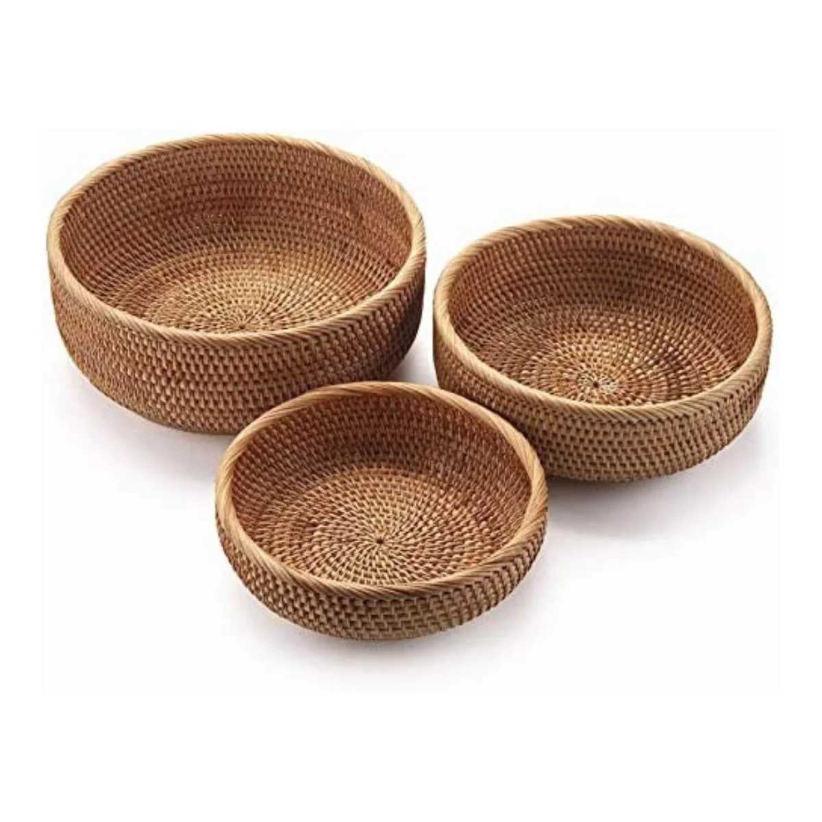 Multipurpose Handwoven Round Rattan Fruit Basket Bowls Readytoship Storage And Serving