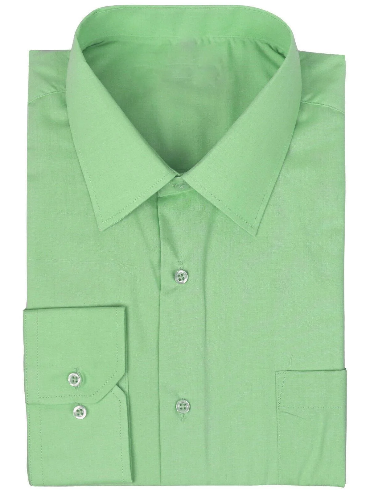 apple green mens dress shirt Hunter Green Solid Long Sleeve Button Up Shirt with Front Flap Pockets, 14.5