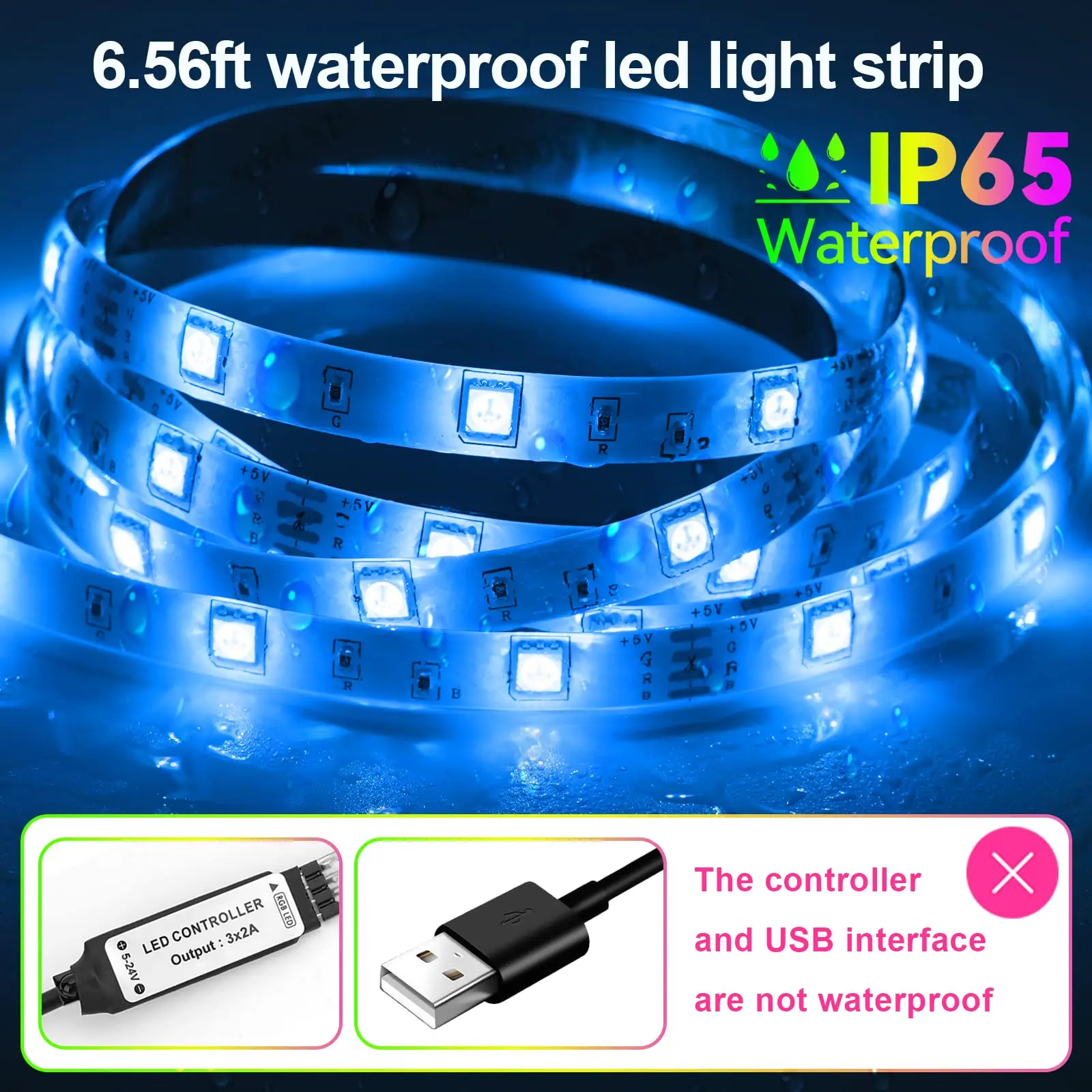 Music Control Led Strip Light 5 Meter/3M/2M Waterproof Rgbic LED Strip RGB IP65 Flexible Led Strip Light 5V TV Back Light Strip factory