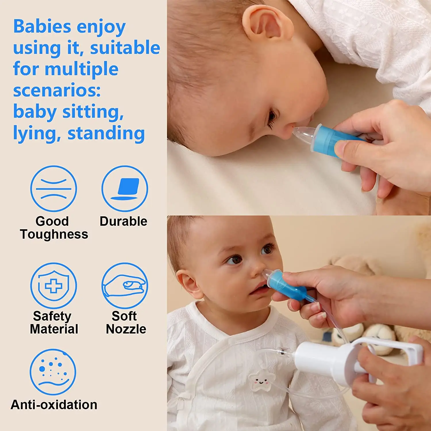 Manual Pull Nasal Aspirator Safe Sucker Newborn Baby Vacuum Suction ...