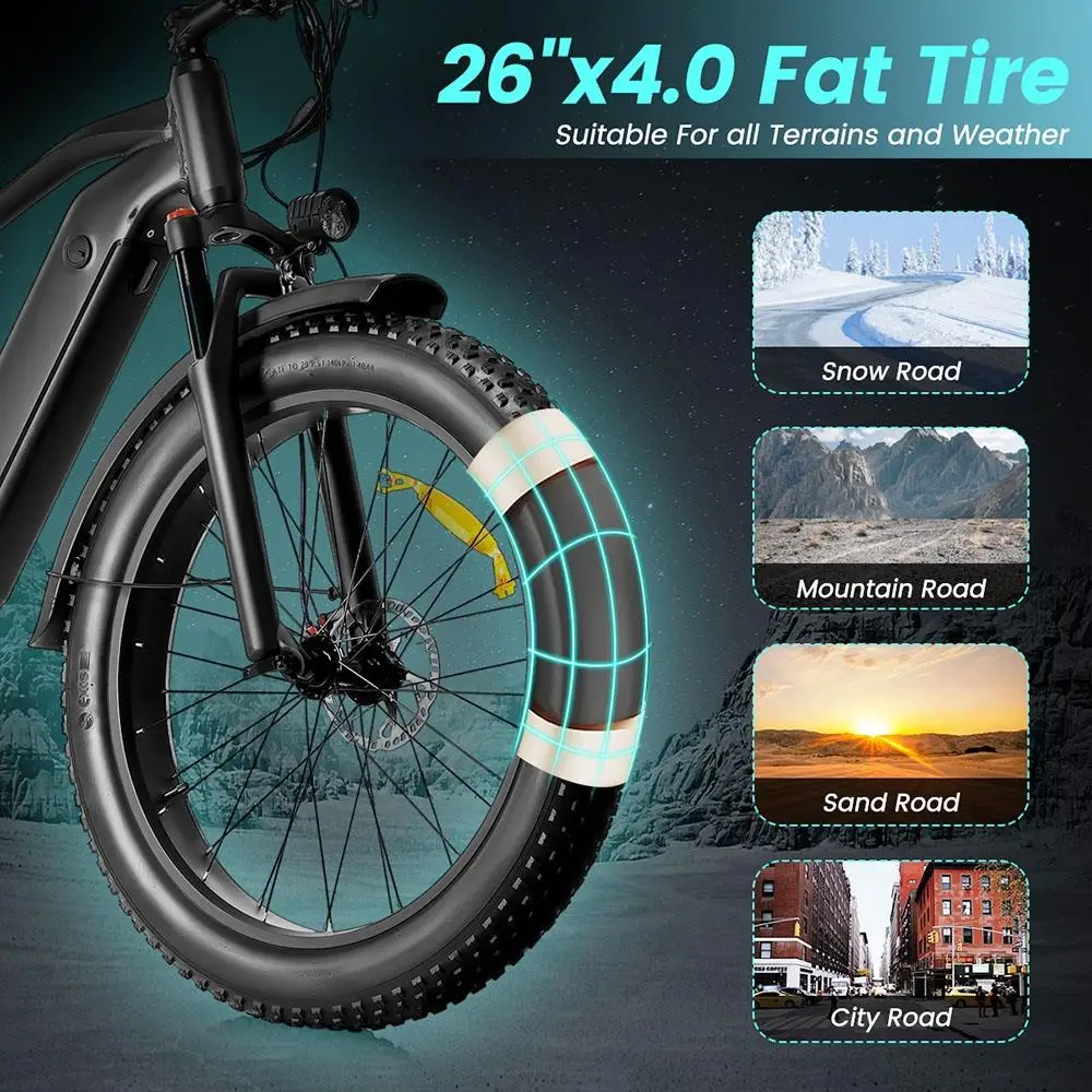AILIFE X26B Electric Mountain Bike 26-Inch 1000W Powerful Motor 48V 13Ah Battery