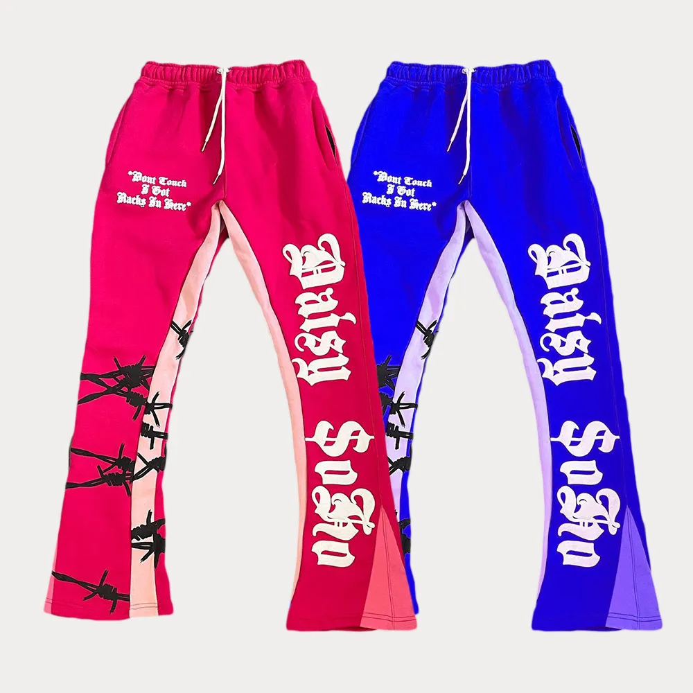 Custom Stacked Flared Jogger Corduroy Casual Sweatpants with Patchwork Elastic Waistband 100% Cotton Eco-Friendly for Men