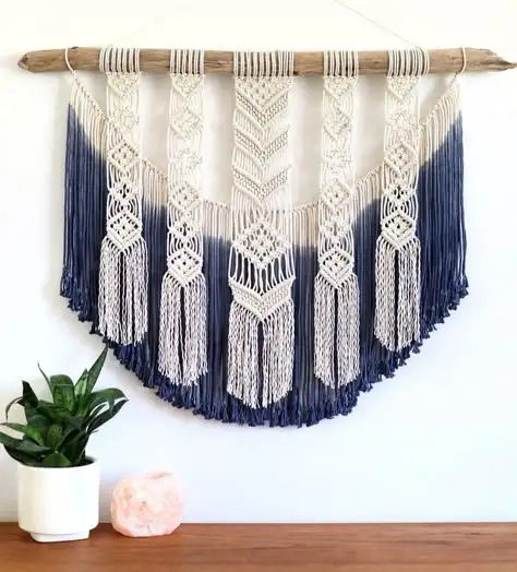 Handcrafted Macrame Wall Hanging Distinctive Home Decor Piece Featuring Sculptural Knots Patterns Wooden Boho Modern Design