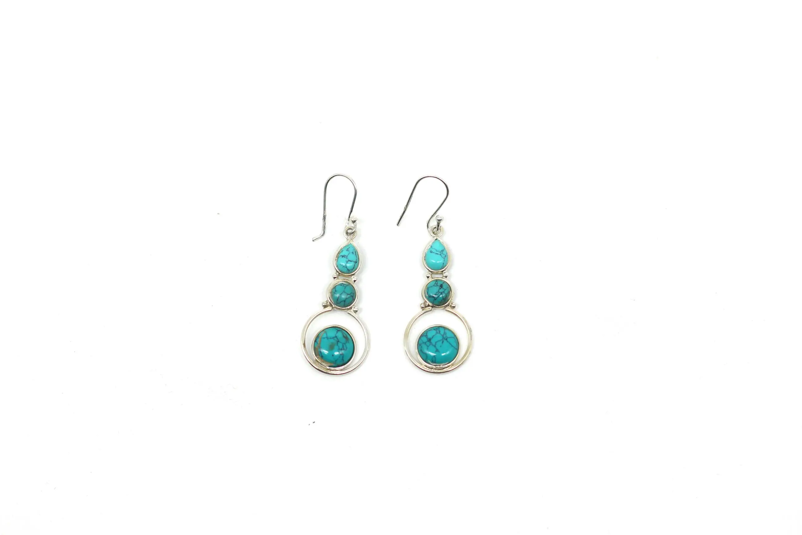 Handmade Natural Turquoise 925 Sterling Silver Earrings For Woman Girl