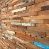 Natural teak brown Weathered multicolor paint accents