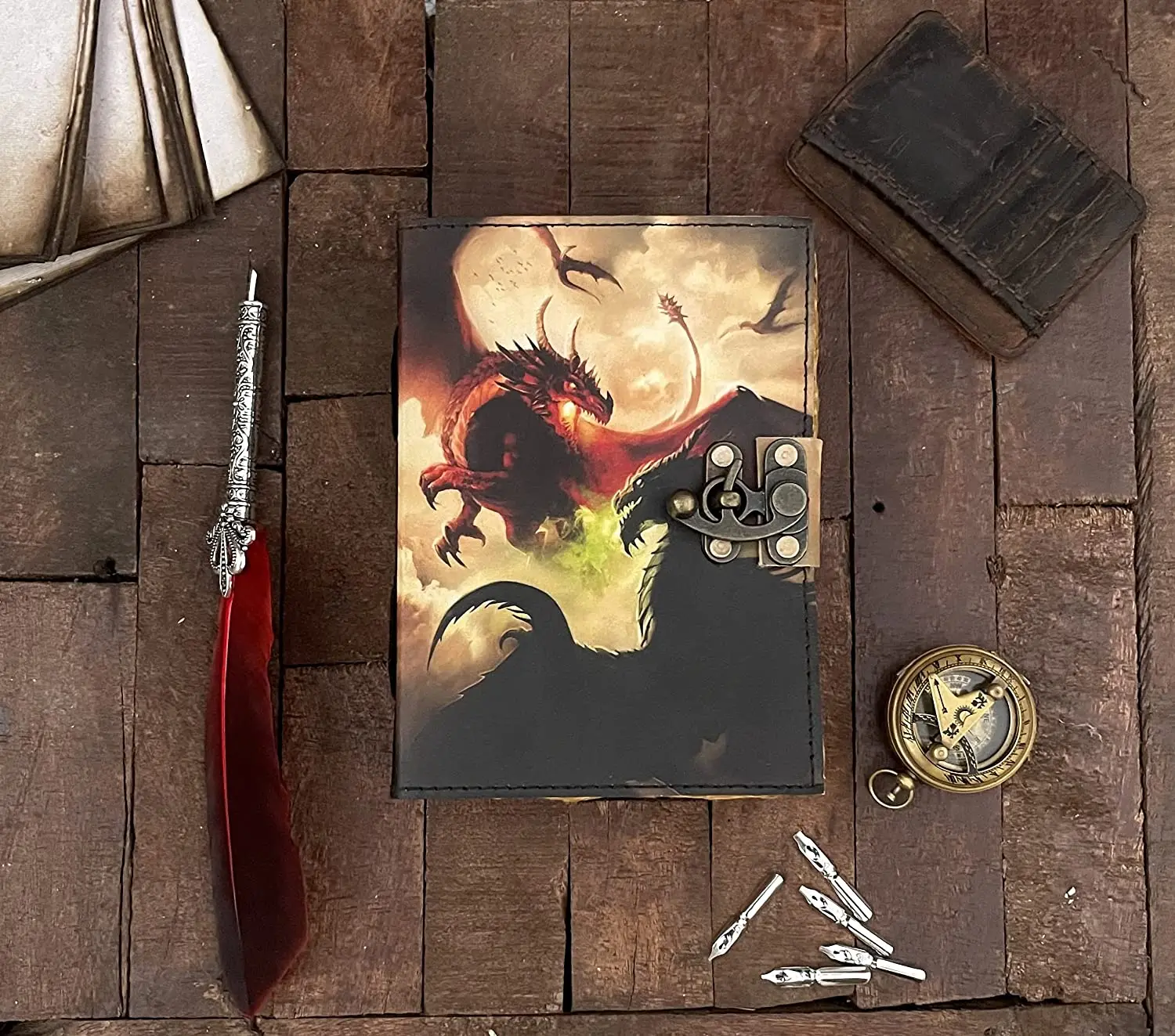 Винтажный журнал в кожаной обложке Дракон заклинание Книга теней Подземелья и Драконы подарки