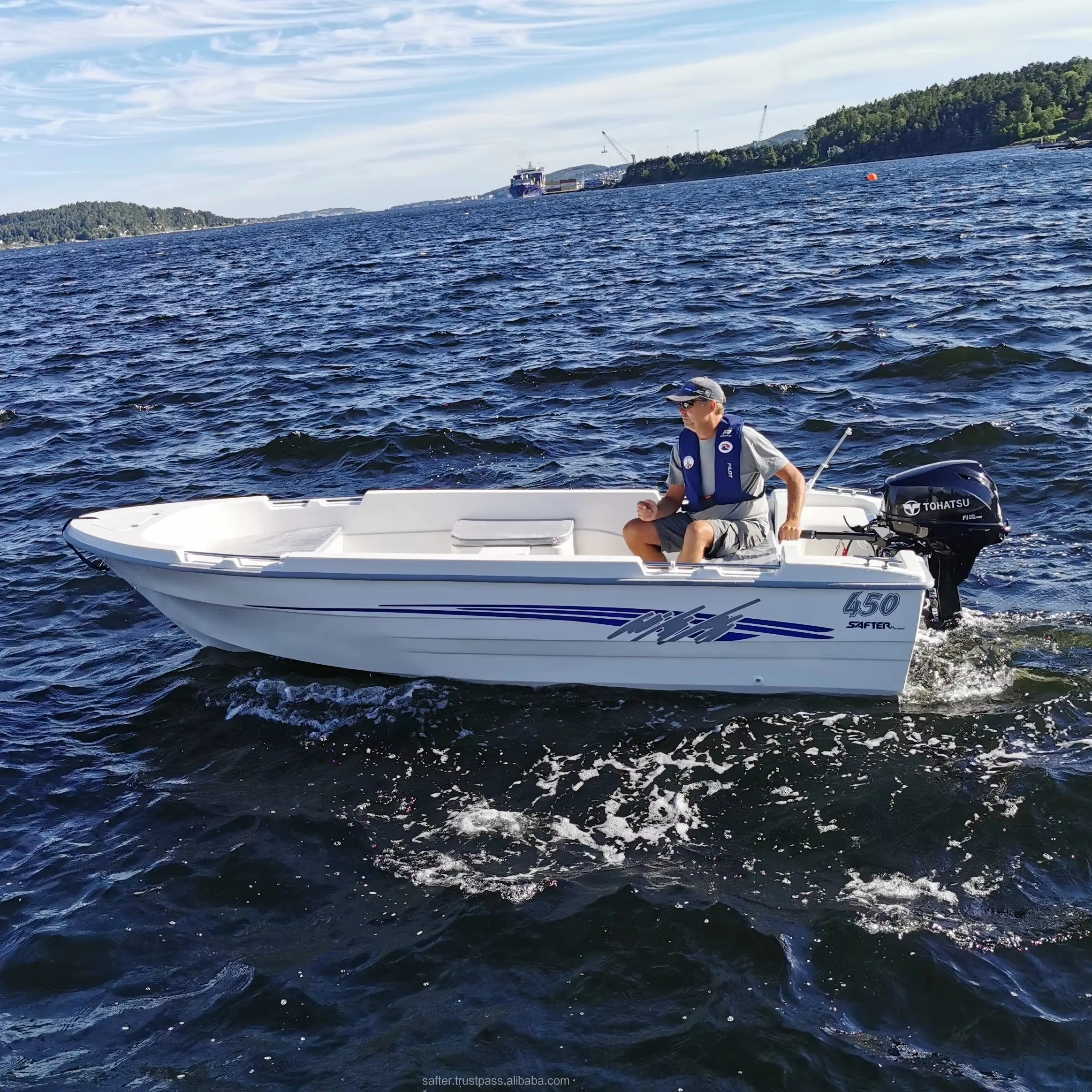 Premium Safter Marine 450 Customized 30hp 25cm 4.5 Fiberglass Pleasure Boat Gasoline Outboard Engine 30mph Max Speed 425kg Load