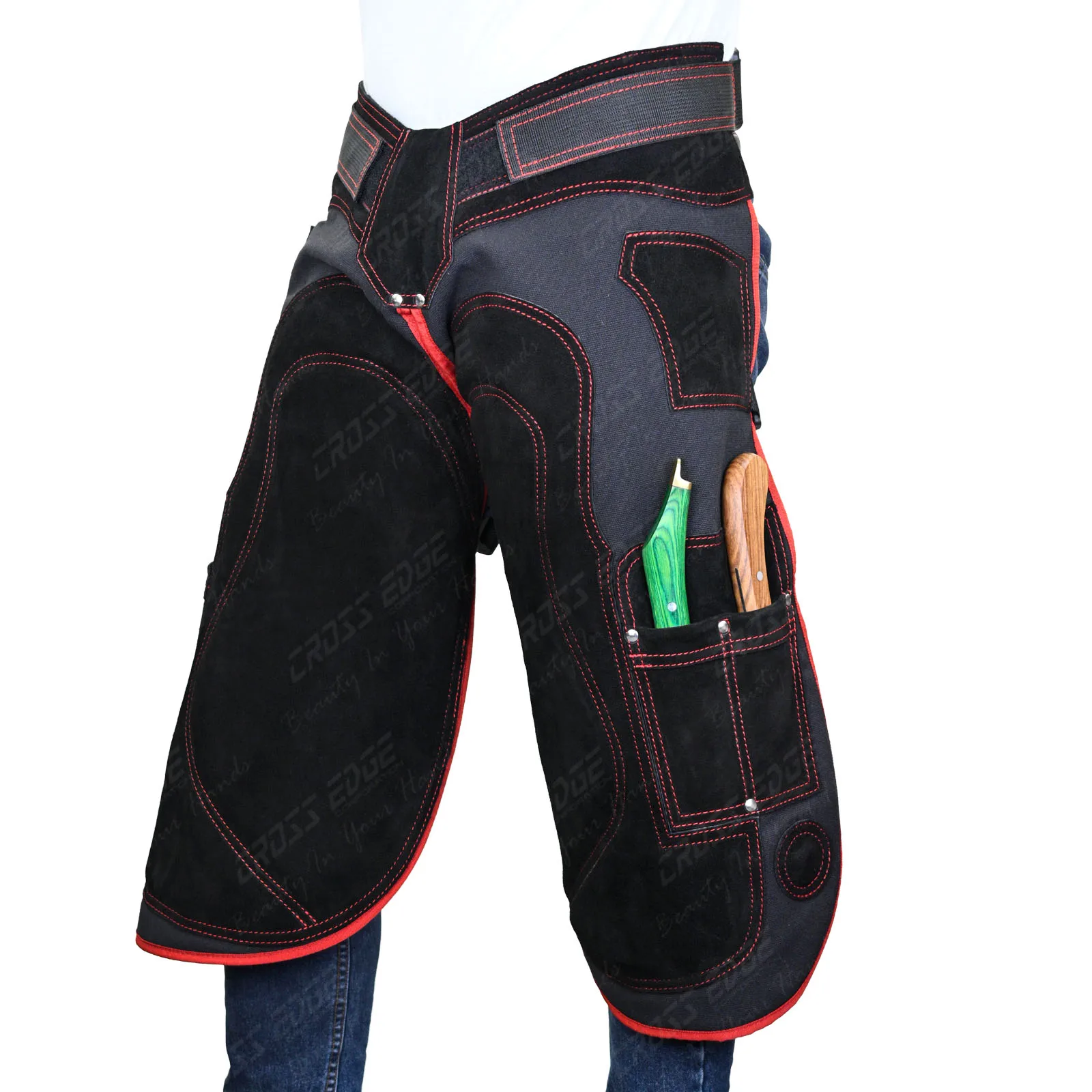 Custom Horse Shoeing Apron Farrier Chaps 70cm Breathable Mesh Lining Apron  for Blacksmith Back Buckle Closure Knife Pockets