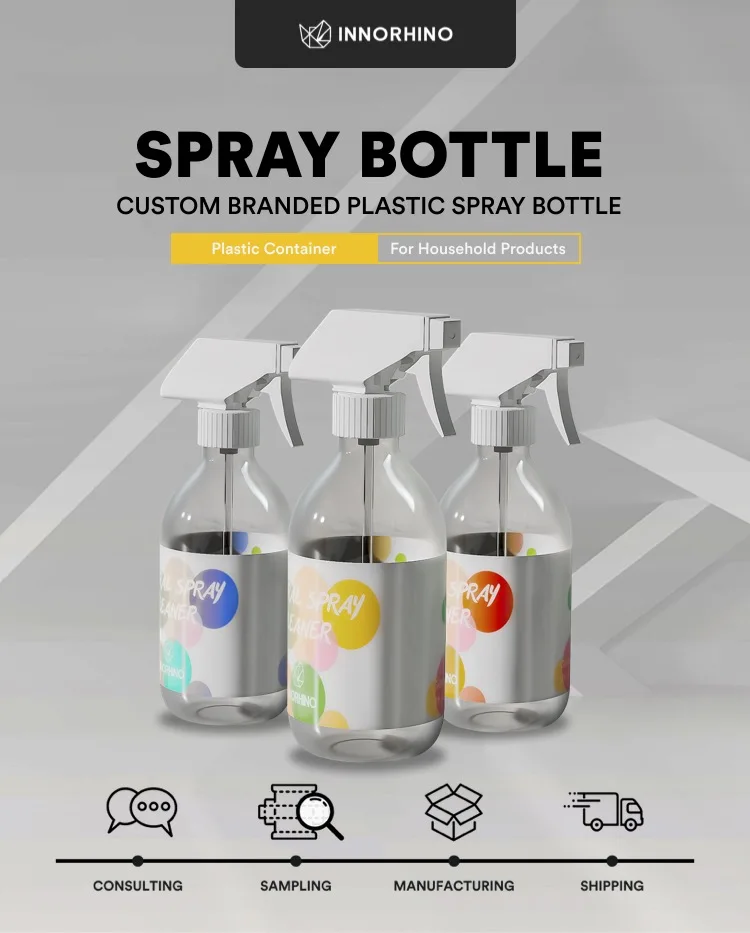 New! Custom Waterproof Label Clear Pet Bottle With Trigger Sprayer