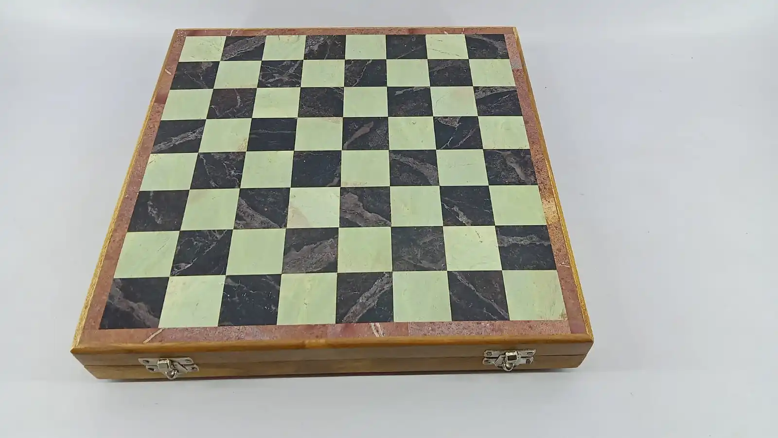 ROYALTY ROUTE WOODEN HANDMADE STONE CHESS SET AND BOARD GAME