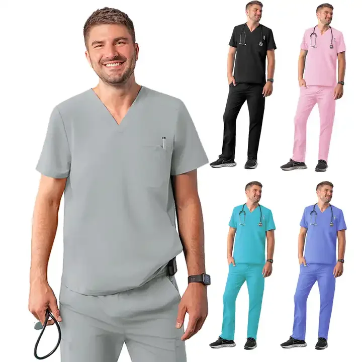 Premium Uniforms Men's Custom Color Scrub Suit Uniform Men Joggers Infinity Trs Fabric Traje Clinic Medical Nursing Scrubs Sets