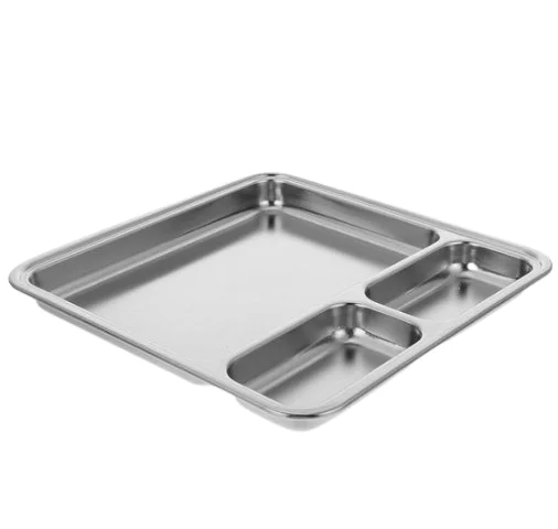 3 Compartment Modern Metal Thali Multi-functional Durable Eco-friendly Food Serving Tray for Masala Dosa Wada Pav
