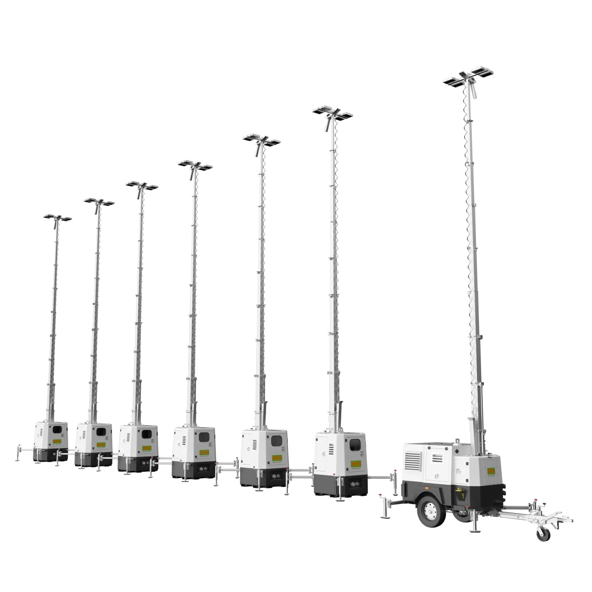MPMC X-MATRIX 1 Diesel Hybrid Master and 6 Battery Powered Lighting Towers