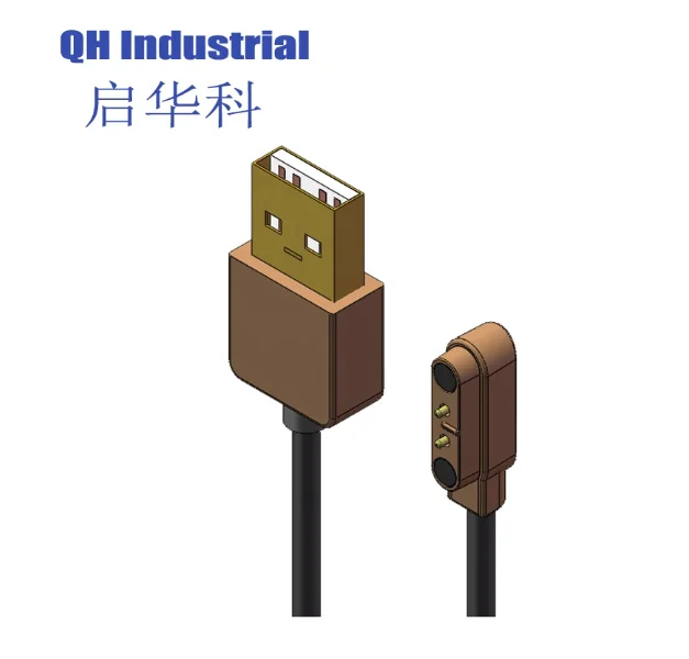 Smart Watch Components Male and Female 2 Pin Magnetic Pogo Pin Cable Connector for PCB Cable Smart Watch Wearable Power Charger