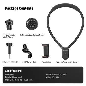 NEEWER GP15 Magnetic Quick Release Flexible POV Action Neck Mount Adapter & Phone Holder detail image