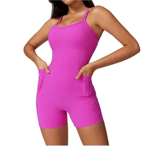 Adjustable Strap Tummy Control Sleeveless Jumpsuits One Piece Yoga Workout Romper